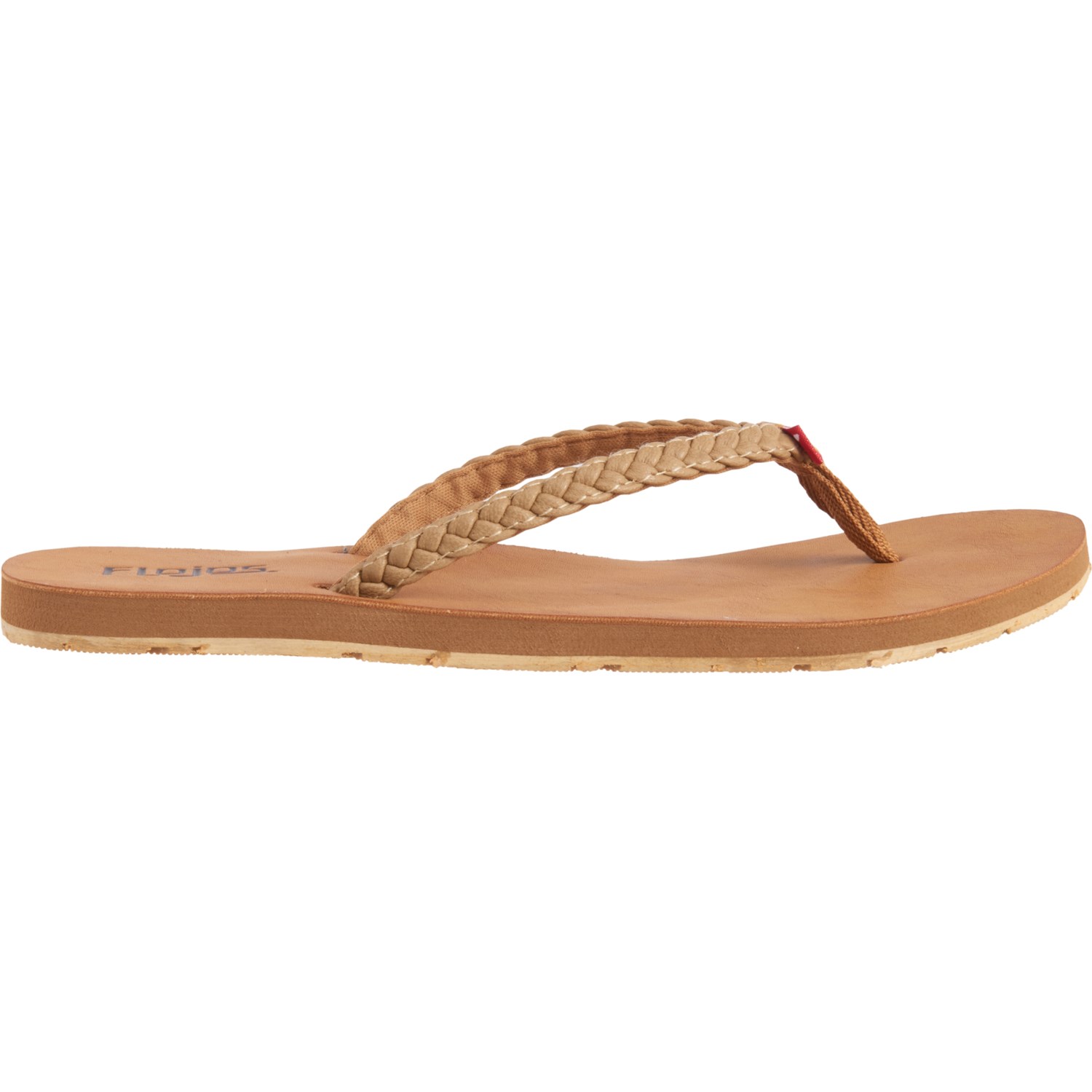 tan braided flip flops