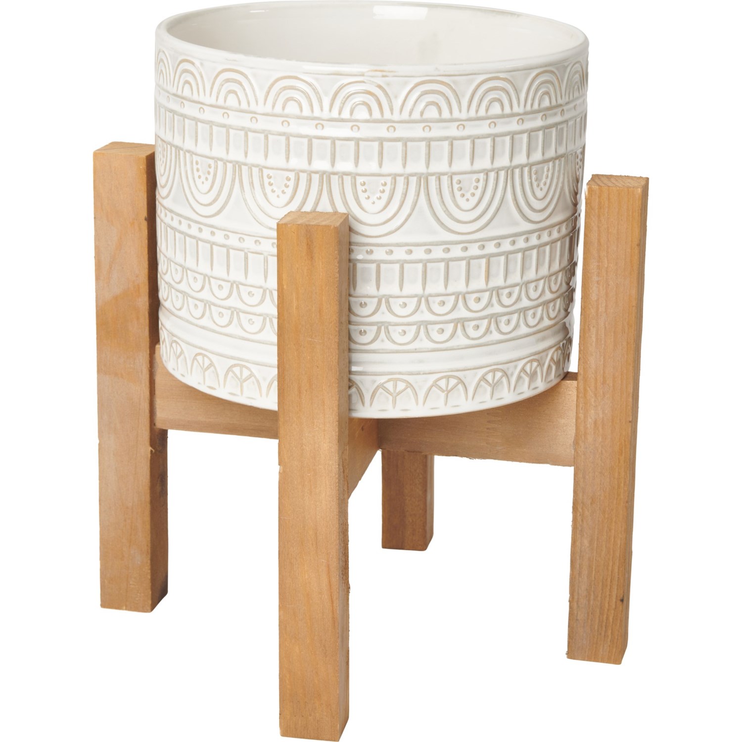 Flora Bunda Aqueduct Ceramic Planter with Wood Stand 8” Save 33