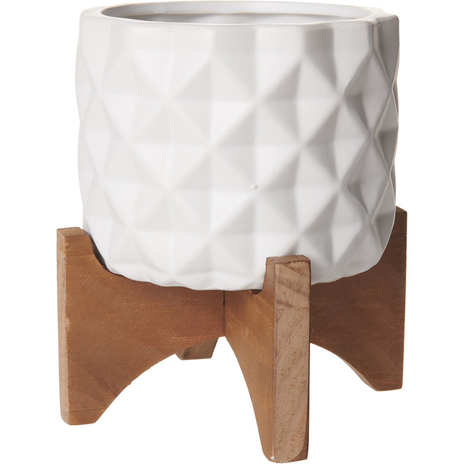 Flora Bunda DimplePattern Ceramic Planter with Wood Stand 5” Save 33