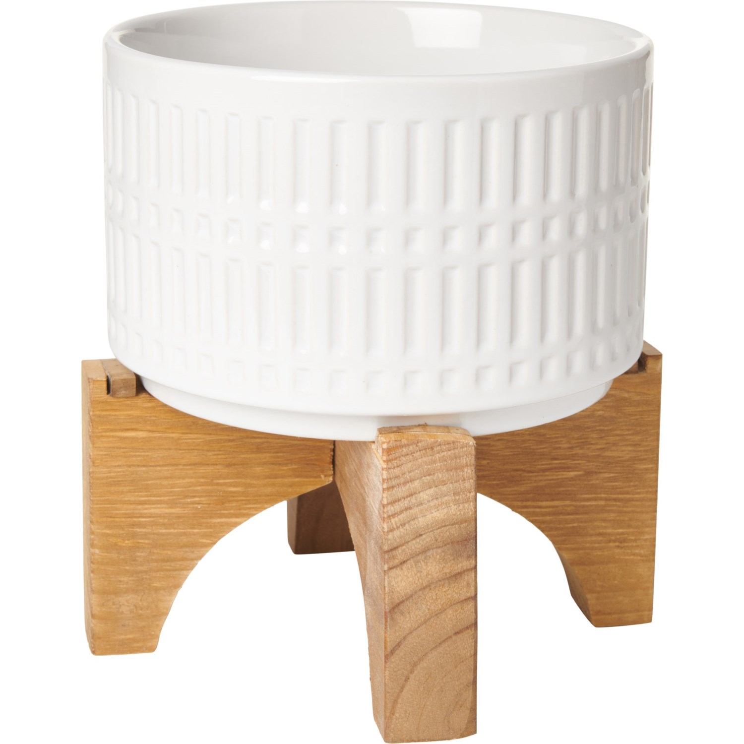 Flora Bunda Roman Ceramic Planter with Wood Stand 7” Save 66