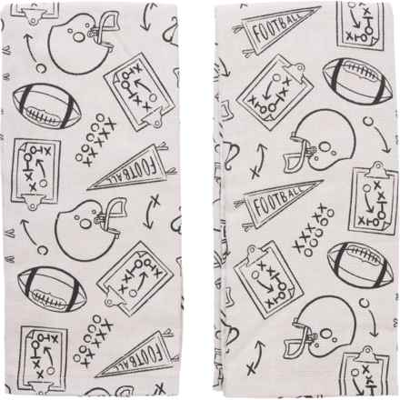 Food Friends Football Icon Toss Kitchen Towels - 2-Pack, 18x28” in Black And White - Closeouts