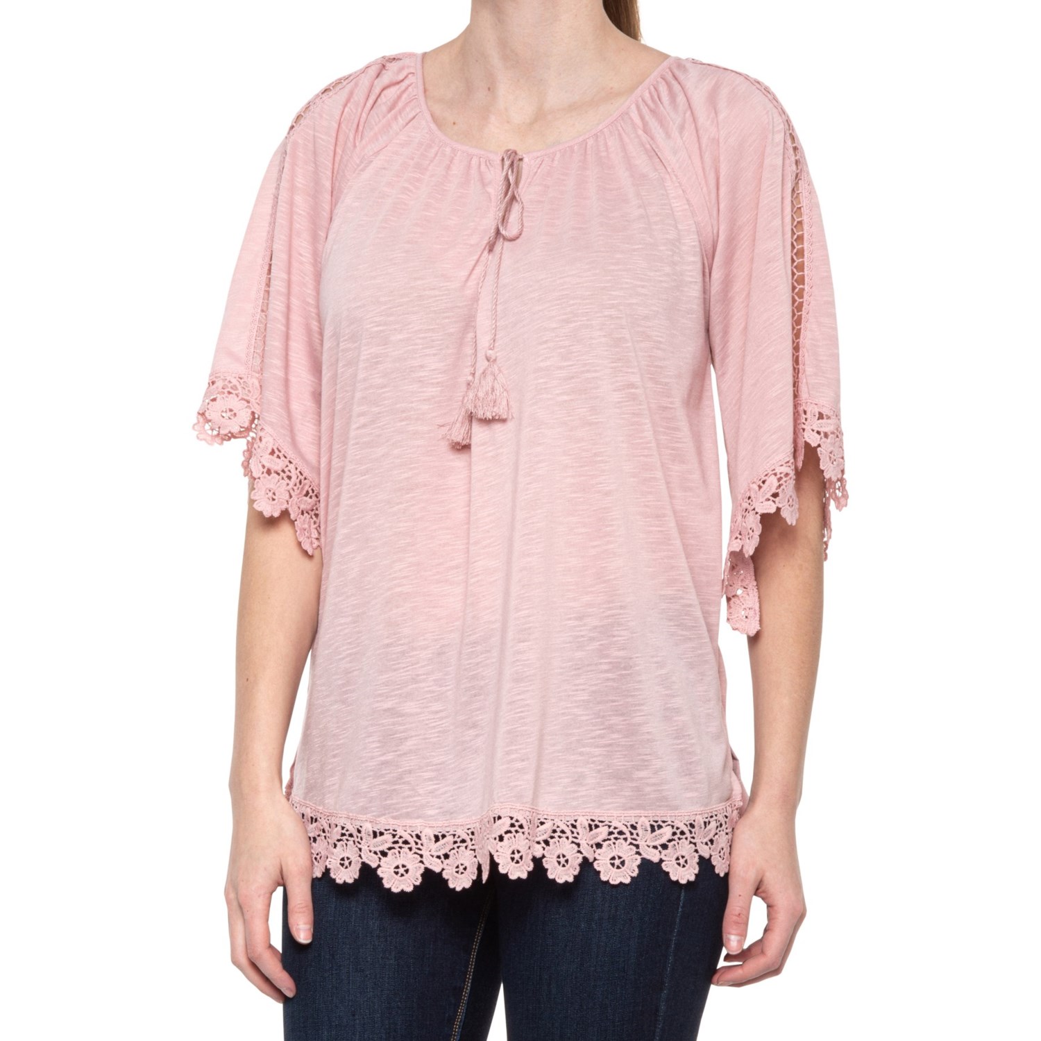 Forgotten Grace Tasseled Tie Neck Blouse (For Women) - Save 25%