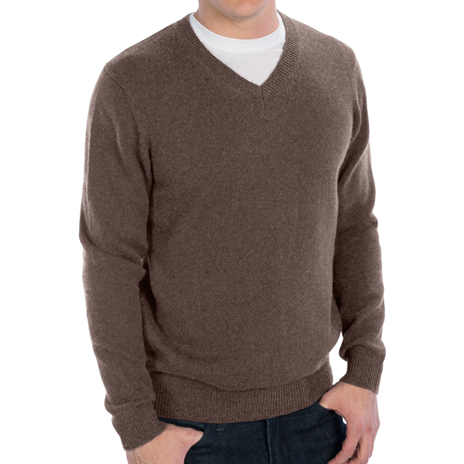 Forte Cashmere Elbow Patch Cashmere Sweater - V-Neck (For Men) - Save 75%
