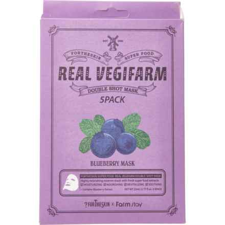 FORTHESKIN Super Food Real VegiFarm Double-Shot Blueberry Face Mask - 5-Pack in Multi