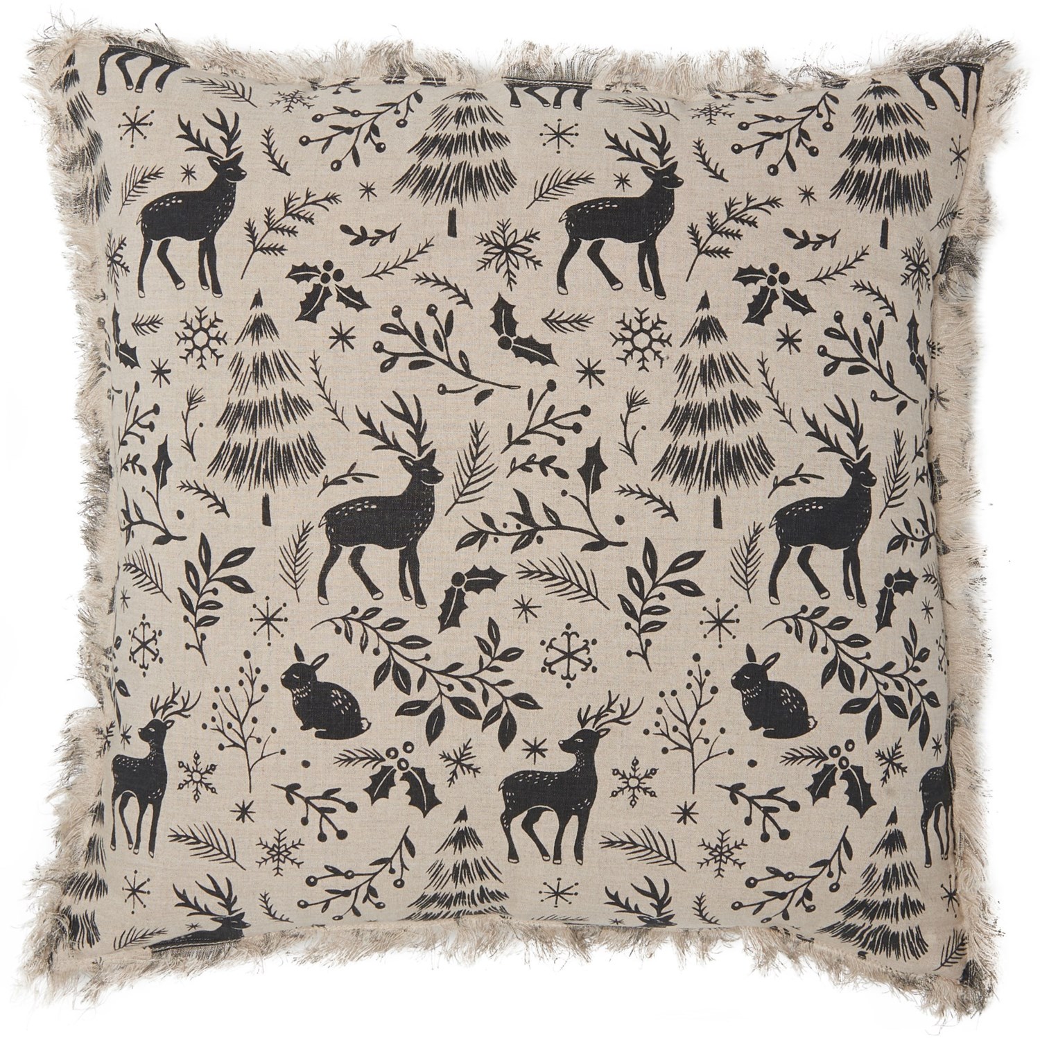 Fox & Pine Black Wintry Woodland Throw Pillow 20x20” Save 28