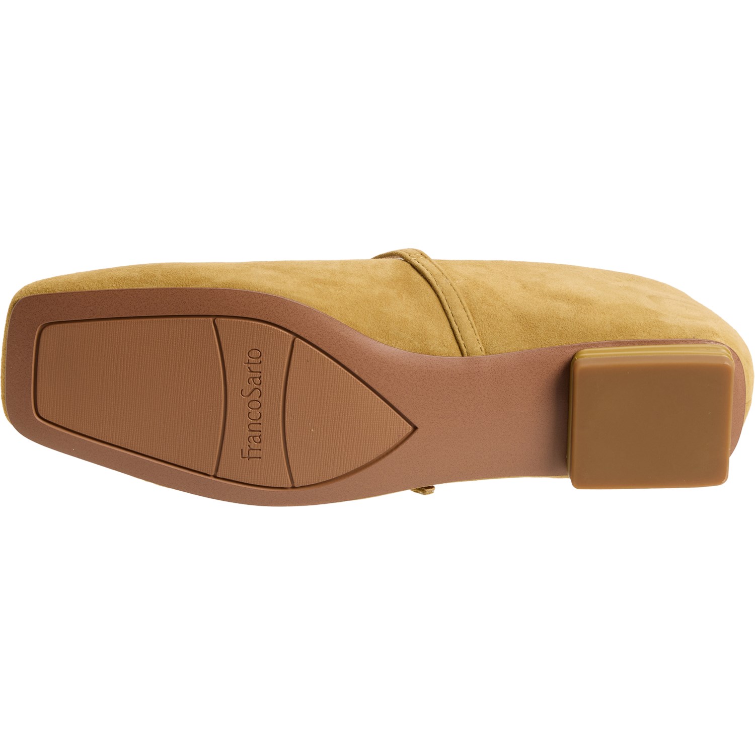 Franco Sarto Women's Tinsley Square Toe Mary Jane Flats - Mustard Brown Suede - Size 6.5 Medium