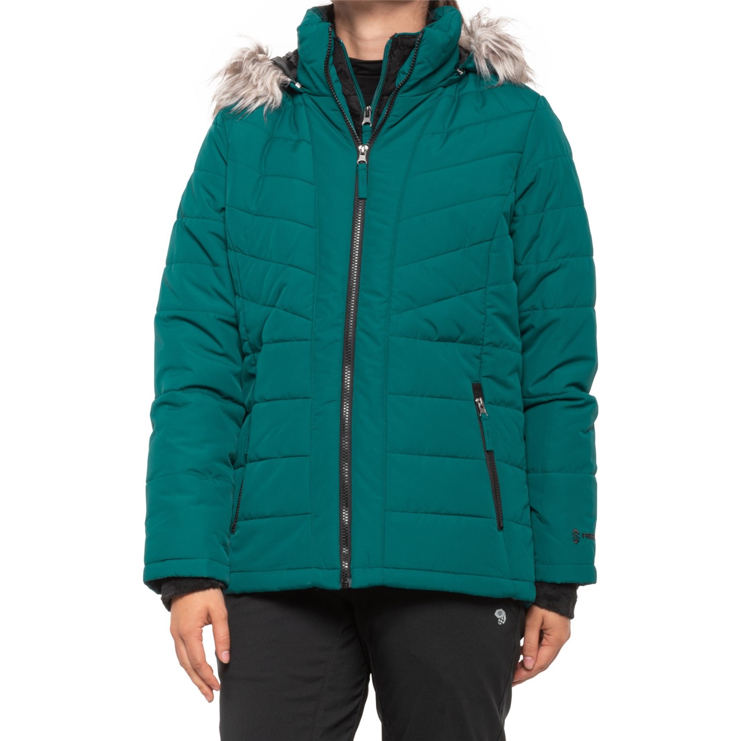 teal puffer jacket