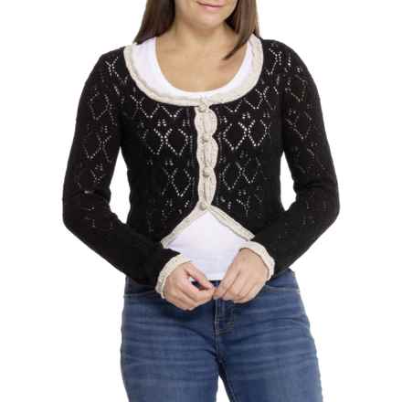 Free People Adelene Button Cardigan Sweater in Black