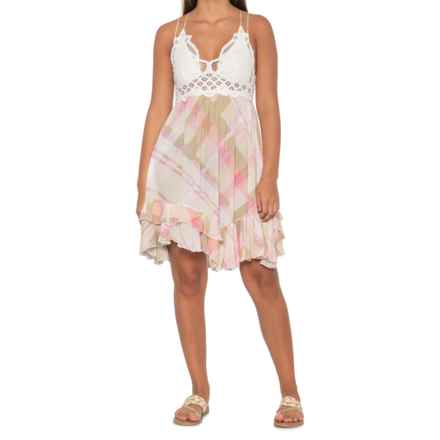 Free People Adella Printed Mini Slip Dress - Sleeveless in Ivory Combo