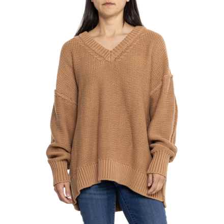 Free People Alli V-Neck Sweater in Brown