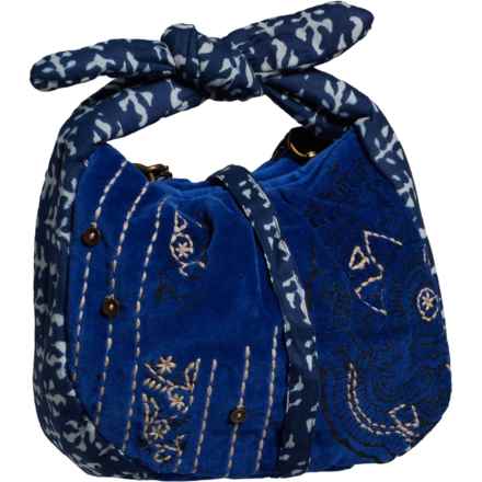 Free People Aria Mini Velvet Bag in Sapphire