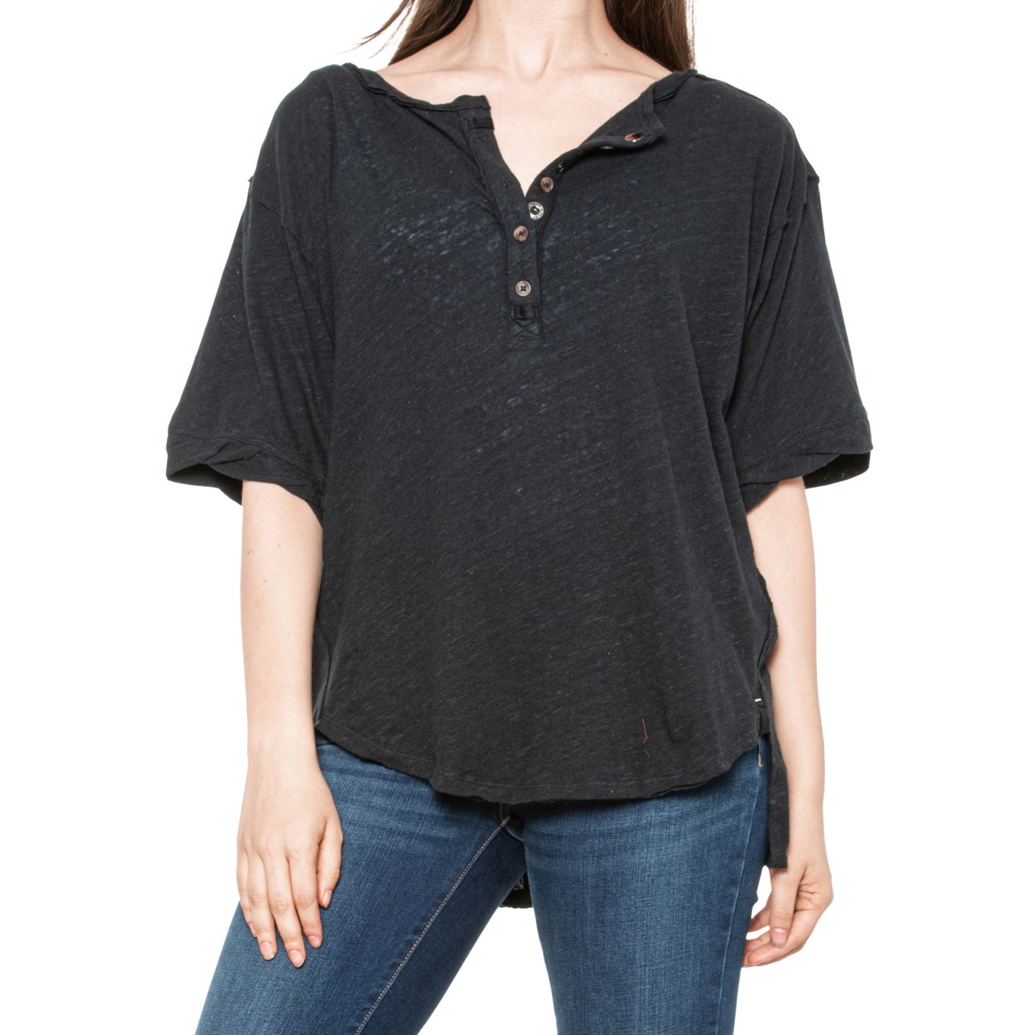 Free People Care Maribell Henley Shirt - Short Sleeve