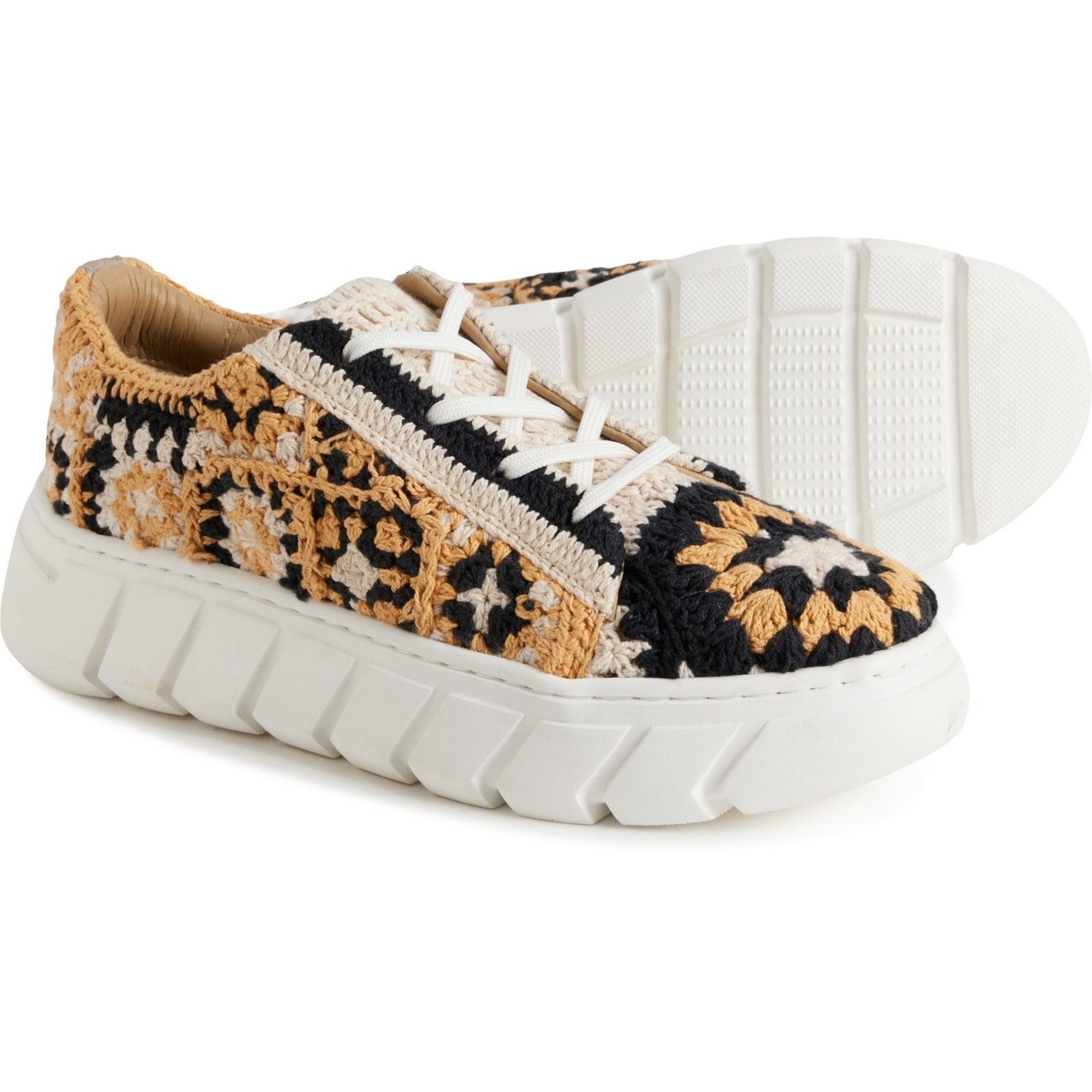 Free People Catch Me If You Can Crochet Patchwork Sneakers Tan US 7 main image 1