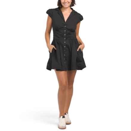Free People Chester Denim Mini Dress - Short Sleeve in Black