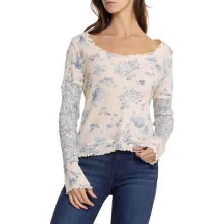 Free People Clover Printed Thermal Shirt - Long Sleeve in Ivory Combo