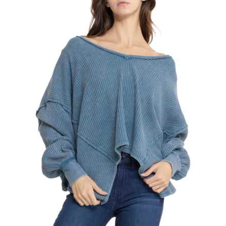 Free People Coraline Thermal Shirt - Long Sleeve in Blue