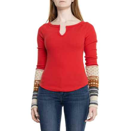 Free People Cozy Craft Cuffed Top - Long Sleeve in Red
