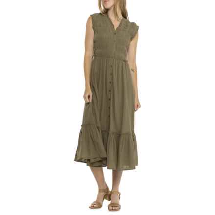 Free People Desert Dazed Midi Dress - Short Sleeve in Green