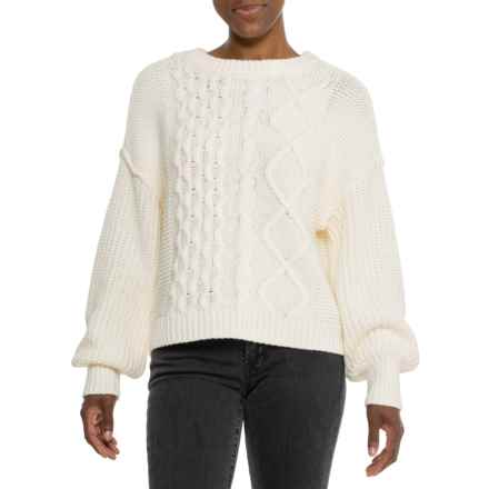 Free People Dream Cable Crew Neck Sweater in Cream