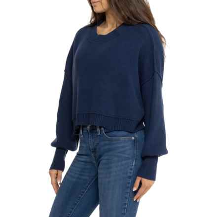 Free People Easy Street Crop Sweater in Slate