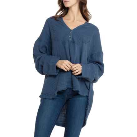 Free People Easy Sunday Shirt - Long Sleeve in Indigo Blue