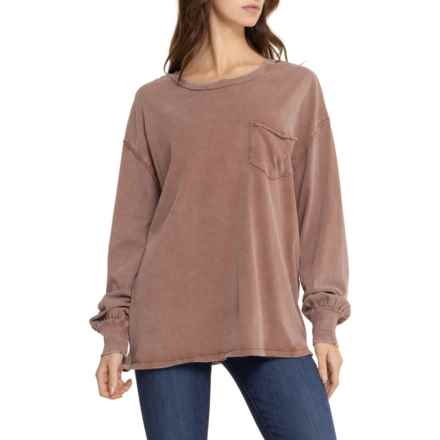 Free People Fade Into You Shirt - Long Sleeve in Brown