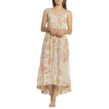 Free People First Date Printed Maxi Slip Lounge Dress - Sleeveless in Tea Combo