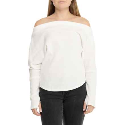 Free People Fuji Thermal Off-the-Shoulder Shirt - Long Sleeve in Ivory