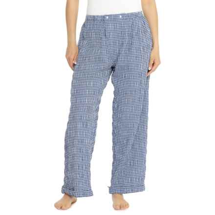 Free People Gingham Cloud Ten Pajama Pants in Navy