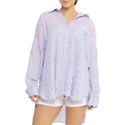 Free People Gingham Cloud Ten Sleep Shirt - Long Sleeve in Lilac