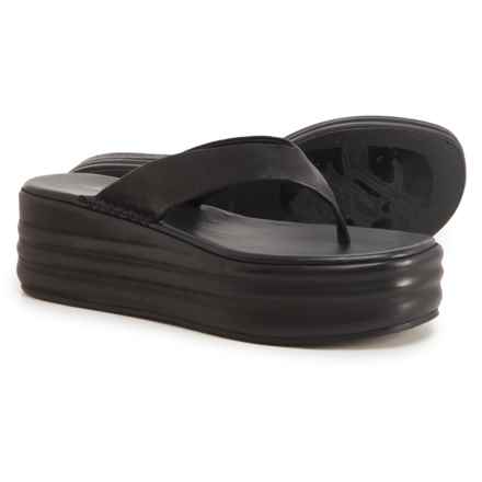 Free People Haven Thong FlatForm Sandals - Leather (For Women) in Black