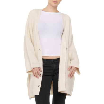 Free People Herringbone Stitch Kimono Cardigan Sweater in Ivory