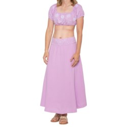 Free People Lotus Shirt and Skirt Set - Short Sleeve in Orchid/White Combo