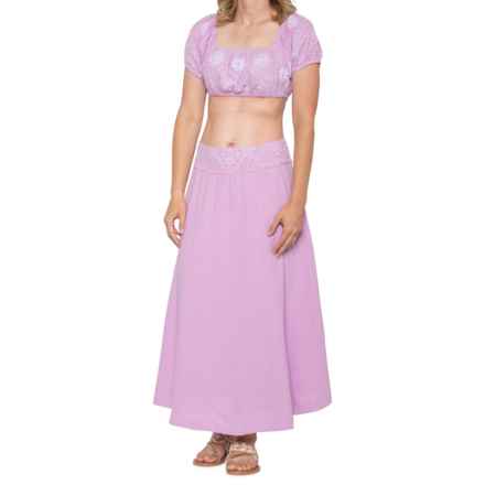 Free People Lotus Shirt and Skirt Set - Short Sleeve in Orchid/White Combo