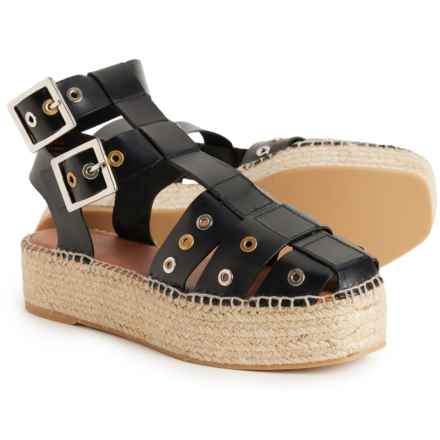 Free People Made in Spain Gable Glad Espadrille Gladiator Sandals - Leather (For Women) in Black