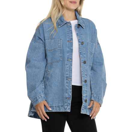 Free People Madison City Denim Jacket in Denim Blue