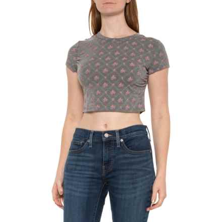 Free People Mix It Up Baby Crop Top - Short Sleeve in Grey Combo