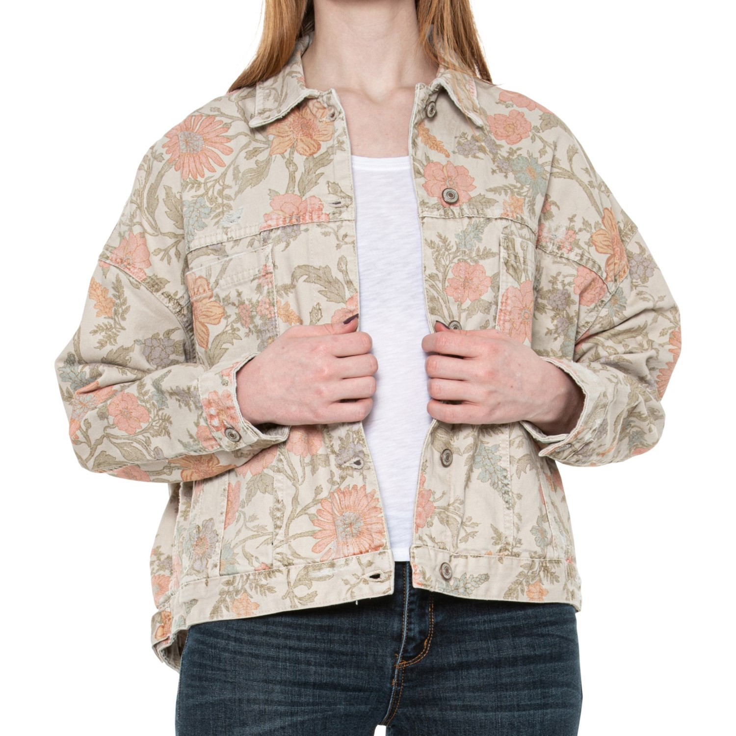 Free People Opal Swing Printed Denim Jacket (For Women) Save 72