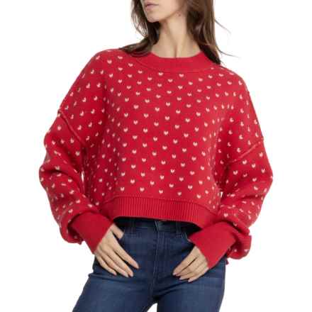 Free People Pattern Easy Street Crop Sweater in Red Combo