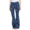Free People Penny Pull-On Printed Flare Jeans in Denim Blue