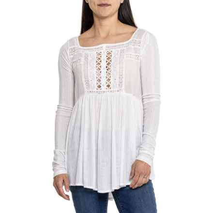Free People Pretty Please Tunic Shirt - Long Sleeve in Ivory