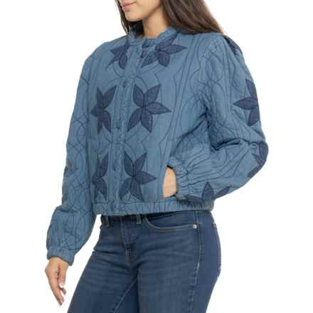 Free People Quinn Quilted Jacket in Indigo Blue