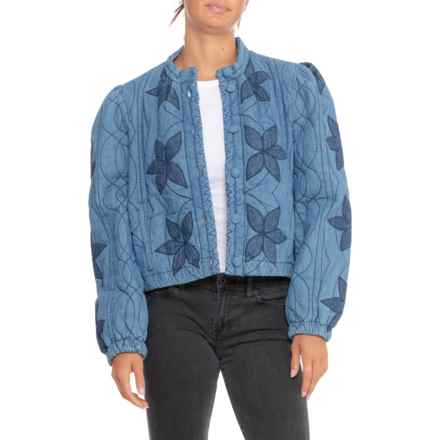 Free People Quinn Quilted Jacket in Indigo Blue