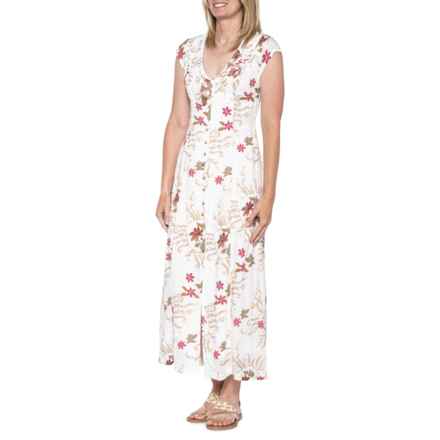 Free People Rosemary Printed Midi Dress - Short Sleeve in Ivory
