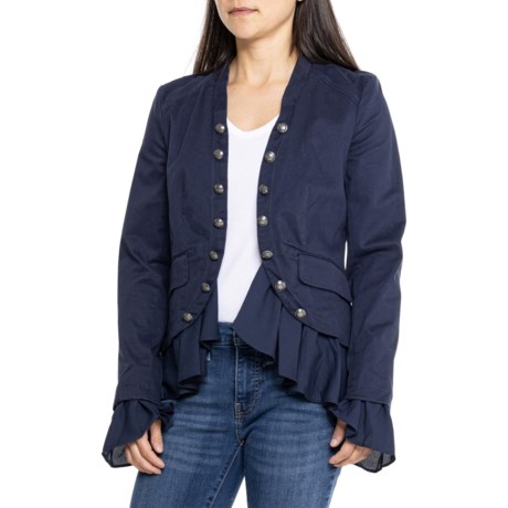 Free People Ruffles Romance Jacket in Navy