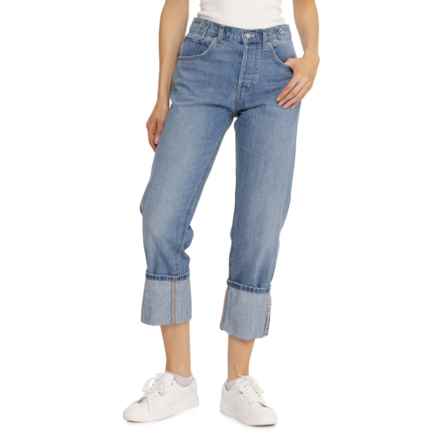 Free People Slim Shade Selvedge Crop Straight Jeans - Mid Rise in Blue
