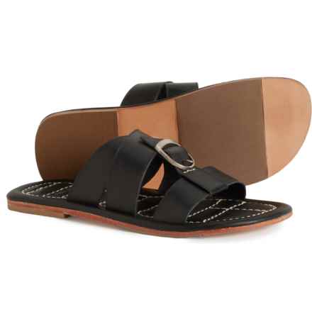 Free People Sloan Buckle Flat Sandals - Leather (For Women) in Black