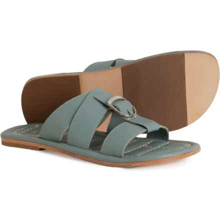 Free People Sloan Buckle Flat Sandals - Leather (For Women) in Stormy Sea