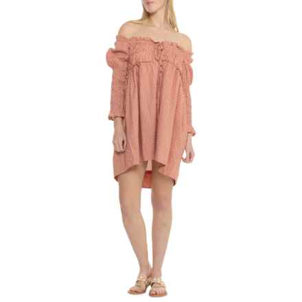 Free People Star Dip Mini Dress - 3/4 Sleeve in Red Combo