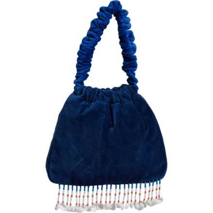 Free People Vancouver Velvet Clutch in Navy/Lapis